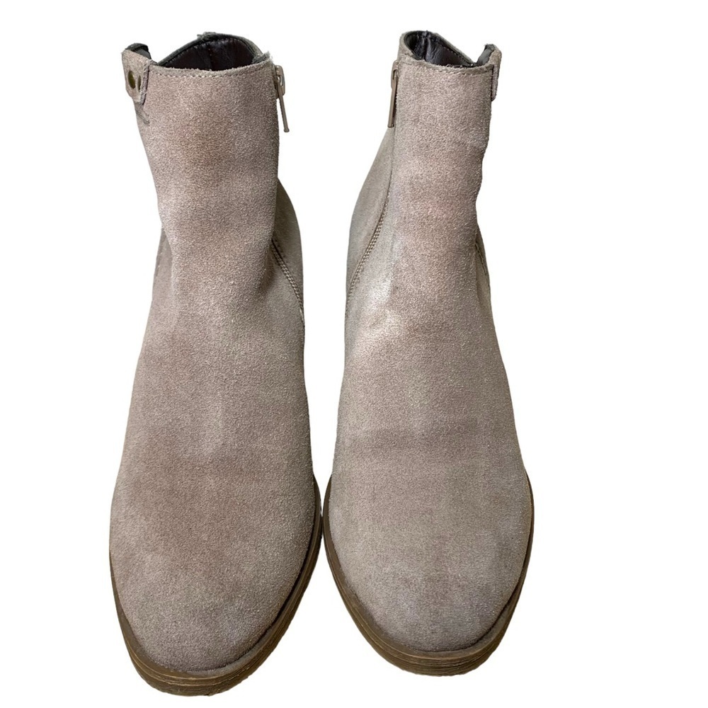 Steve Madden Suede Booties Sz 8 Tan Western Block Heel Side Zipper Insulate Boot - Picture 2 of 13